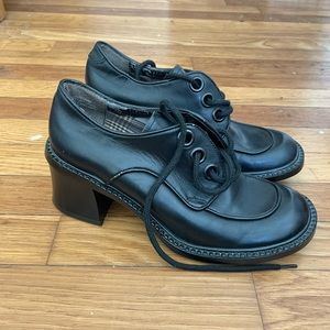 Chunky Black Loafers Heels